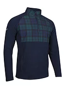 g.CULROSS Quarter Zip Fleece Hybrid Performance Midweight Golf Midlayer - Navy/Tartan