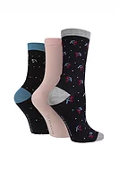 g.MAE 3 Pair Bamboo Dotty Blossom Socks - Navy Dotty Blossom