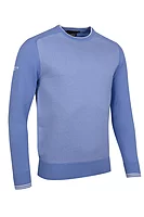 g.RYER CUP DALRY Ryder Cup Crew Neck Birdseye Front Cotton Lightweight Golf Sweater - Light Blue/White