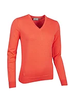 g.DARCY V Neck Cotton Lightweight Golf Sweater - Apricot
