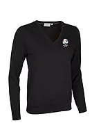 g.RYDER CUP DARCY Ryder Cup V Neck Cotton Lightweight Golf Sweater - Black