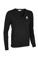 g.RYDER CUP DARCY Ryder Cup V Neck Cotton Lightweight Golf Sweater - Black