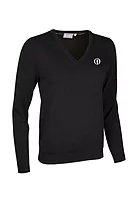 g.THE OPEN DARCY The Open V Neck Cotton Lightweight Golf Sweater - Black