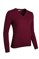g.DARCY V Neck Cotton Lightweight Golf Sweater - Bordeaux