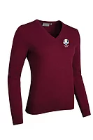 g.RYDER CUP DARCY Ryder Cup V Neck Cotton Lightweight Golf Sweater - Bordeaux