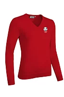 g.RYDER CUP DARCY Ryder Cup V Neck Cotton Lightweight Golf Sweater - Garnet