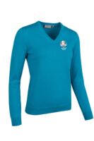g.RYDER CUP DARCY Ryder Cup V Neck Cotton Lightweight Golf Sweater - Lagoon