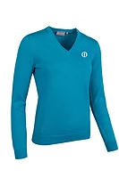 g.THE OPEN DARCY The Open V Neck Cotton Lightweight Golf Sweater - Lagoon