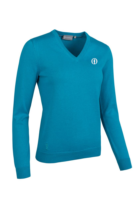 g.THE OPEN DARCY The Open V Neck Cotton Lightweight Golf Sweater - Lagoon