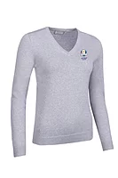 g.RYDER CUP DARCY Ryder Cup V Neck Cotton Lightweight Golf Sweater - Light Grey Marl