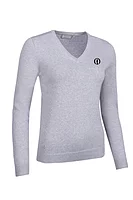 g.THE OPEN DARCY The Open V Neck Cotton Lightweight Golf Sweater - Light Grey Marl