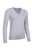g.DARCY V Neck Cotton Lightweight Golf Sweater - Light Grey Marl