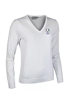 g.RYDER CUP DARCY Ryder Cup V Neck Cotton Lightweight Golf Sweater - White