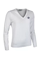 g.THE OPEN DARCY The Open V Neck Cotton Lightweight Golf Sweater - White