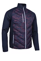 s.DAVOS SALE Padded Bonded Thermal Golf Jacket Sale - Mullberry Camo/Navy/Silver