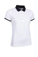 g.DEBORAH SALE Lurex Tipped Performance Pique Golf Shirt Sale - White/Black