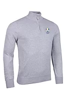 g.RYDER CUP DEVON Ryder Cup Quarter Zip Lightweight Cotton Golf Sweater - Light Grey Marl