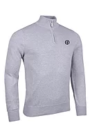 g.THE OPEN DEVON The Open Quarter Zip Lightweight Cotton Golf Sweater - Light Grey Marl