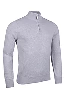 g.DEVON Quarter Zip Cotton Lightweight Golf Sweater - Light Grey Marl