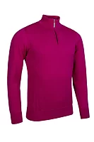 g.DEVON Quarter Zip Cotton Lightweight Golf Sweater - Raspberry