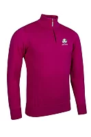 g.RYDER CUP DEVON Ryder Cup Quarter Zip Lightweight Cotton Golf Sweater - Raspberry