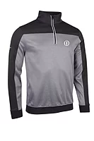 g.THE OPEN DOUGLAS The Open Quarter Zip Colour Block Performance Midweight Golf Midlayer - Light Grey Marl/Charcoal