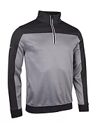 g.DOUGLAS Quarter Zip Colour Block Performance Midweight Golf Midlayer - Light Grey Marl/Charcoal