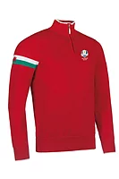 g.RYDER CUP DRAGON Ryder Cup Quarter Zip Welsh Dragon Cotton Lightweight Golf Sweater - Garnet/White/Jelly Bean