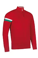 g.DRAGON Quarter Zip Welsh Dragon Cotton Lightweight Golf Sweater - Garnet/White/Jelly Bean