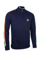 g.THE OPEN DUBLIN The Open Quarter Zip Irish Italian Flag Stripe Cotton Lightweight Golf Sweater - Navy
