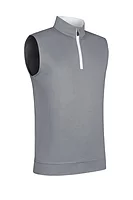 g.DUNNET Quarter Zip Lightweight Performance Golf Slipover - Light Grey Marl/White