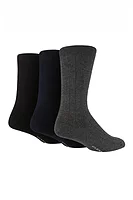 g.HUGH 3 Pair Bamboo Plain Rib Socks - Black/Navy/Grey