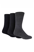 g.HUGH 3 Pair Bamboo Plain Rib Socks - Navy