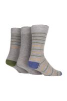g.LUKE 3 Pair Bamboo Striped Socks - Light Grey with Stripes