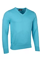 g.EDEN V Neck Cotton Lightweight Golf Sweater - Aqua