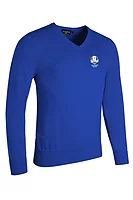g.RYDER CUP EDEN Ryder Cup V Neck Cotton Lightweight Golf Sweater - Ascot Blue