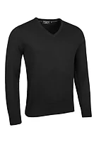 g.EDEN V Neck Cotton Lightweight Golf Sweater - Black