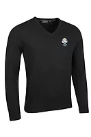g.RYDER CUP EDEN Ryder Cup V Neck Cotton Lightweight Golf Sweater - Black