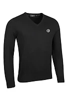 g.THE OPEN EDEN The Open V Neck Cotton Lightweight Golf Sweater - Black