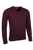 g.EDEN V Neck Cotton Lightweight Golf Sweater - Bordeaux