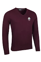 g.RYDER CUP EDEN Ryder Cup V Neck Cotton Lightweight Golf Sweater - Bordeaux