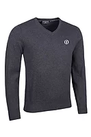 g.THE OPEN EDEN The Open V Neck Cotton Lightweight Golf Sweater - Charcoal Marl
