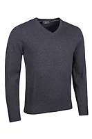 g.EDEN V Neck Cotton Lightweight Golf Sweater - Charcoal Marl