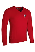 g.RYDER CUP EDEN Ryder Cup V Neck Cotton Lightweight Golf Sweater - Garnet