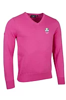 g.RYDER CUP EDEN Ryder Cup V Neck Cotton Lightweight Golf Sweater - Hot Pink