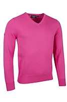 g.EDEN V Neck Cotton Lightweight Golf Sweater - Hot Pink