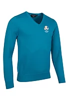 g.RYDER CUP EDEN Ryder Cup V Neck Cotton Lightweight Golf Sweater - Lagoon