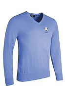g.RYDER CUP EDEN Ryder Cup V Neck Cotton Lightweight Golf Sweater - Light Blue