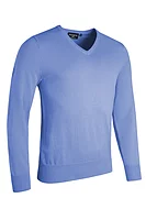 g.EDEN V Neck Cotton Lightweight Golf Sweater - Light Blue