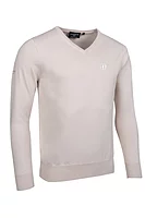 g.THE OPEN EDEN The Open V Neck Cotton Lightweight Golf Sweater - Linen